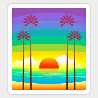 Colorful Sunset Ilustration - Beach Sticker